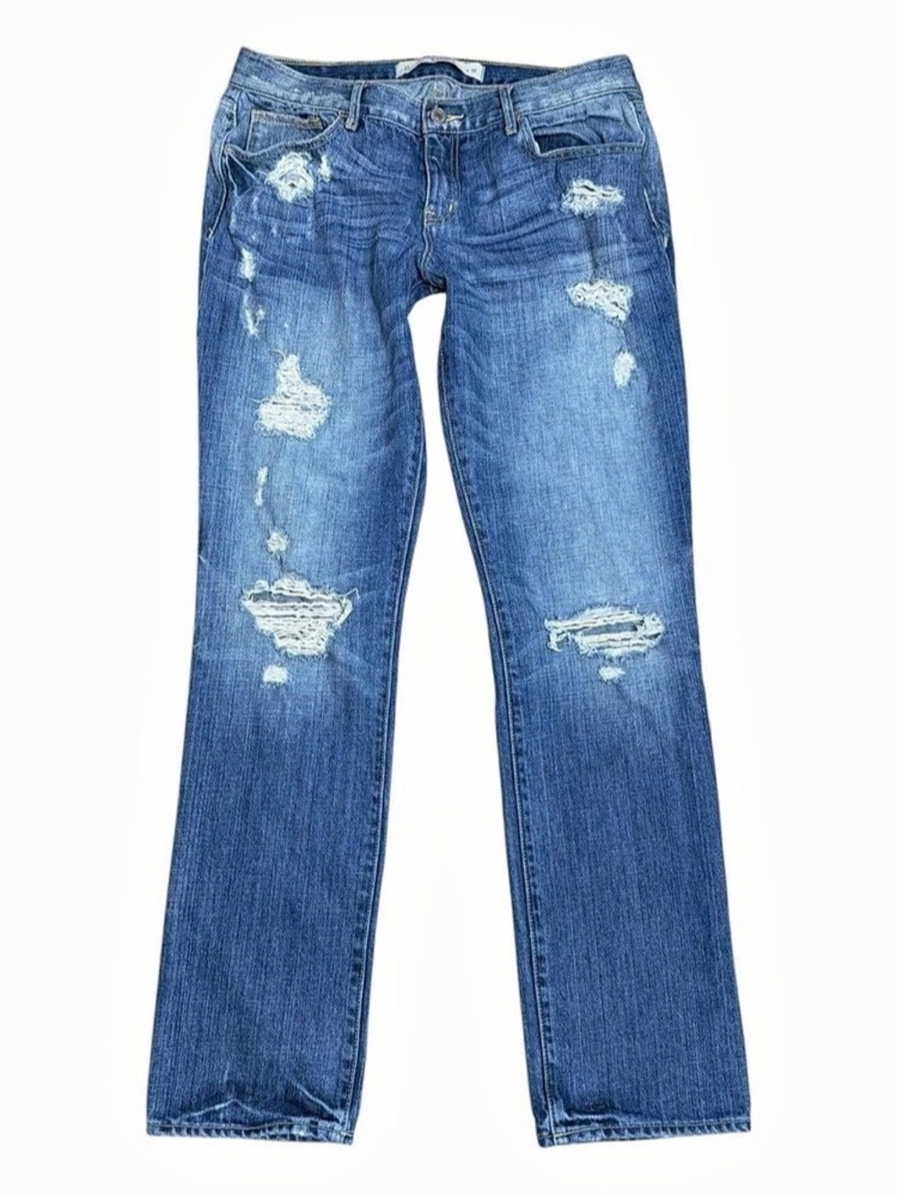 Y2K Abercrombie & Fitch Low Rise Distressed Straight Leg Jeans Size 10 W30